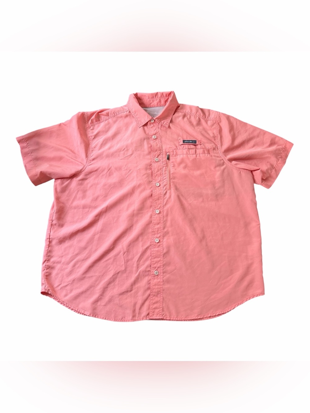 Eddie Bauer Men's Coral Pocketed Short Sleeve Button up Fishing Athletic Shirt